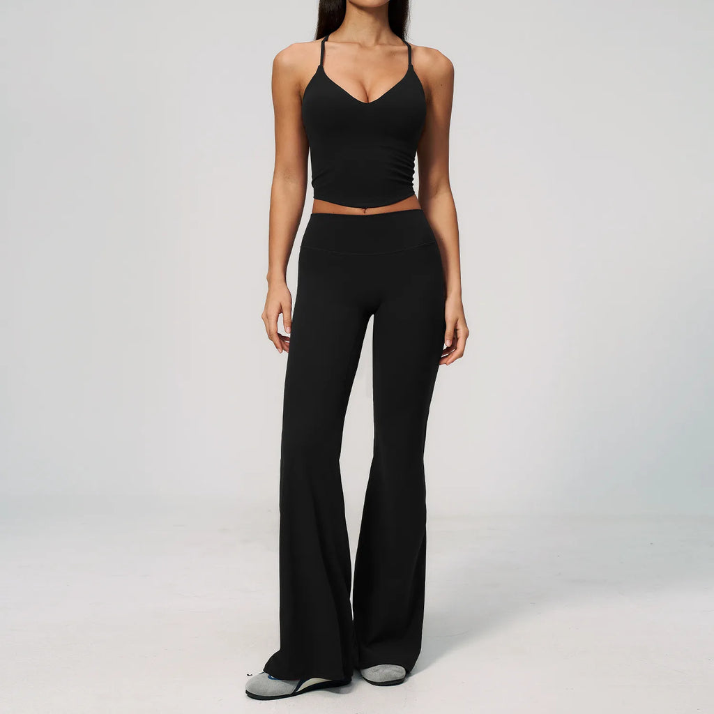 2PCS Yoga Suit Women's Tracksuits Gym Clothes Running Workout Outfits Sports Bra Middle Pants Athletic Wear Female Yoga Clothing
