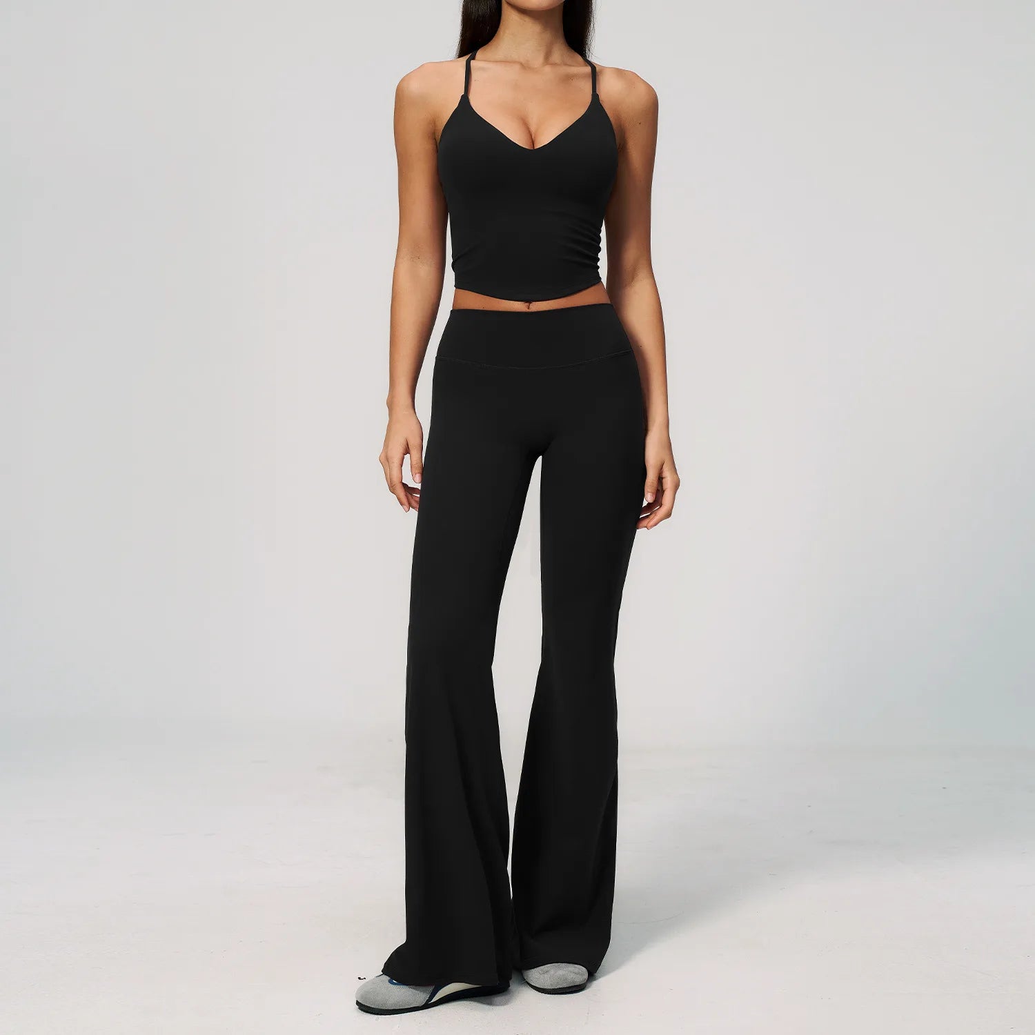 2PCS Yoga Suit Women's Tracksuits Gym Clothes Running Workout Outfits Sports Bra Middle Pants Athletic Wear Female Yoga Clothing