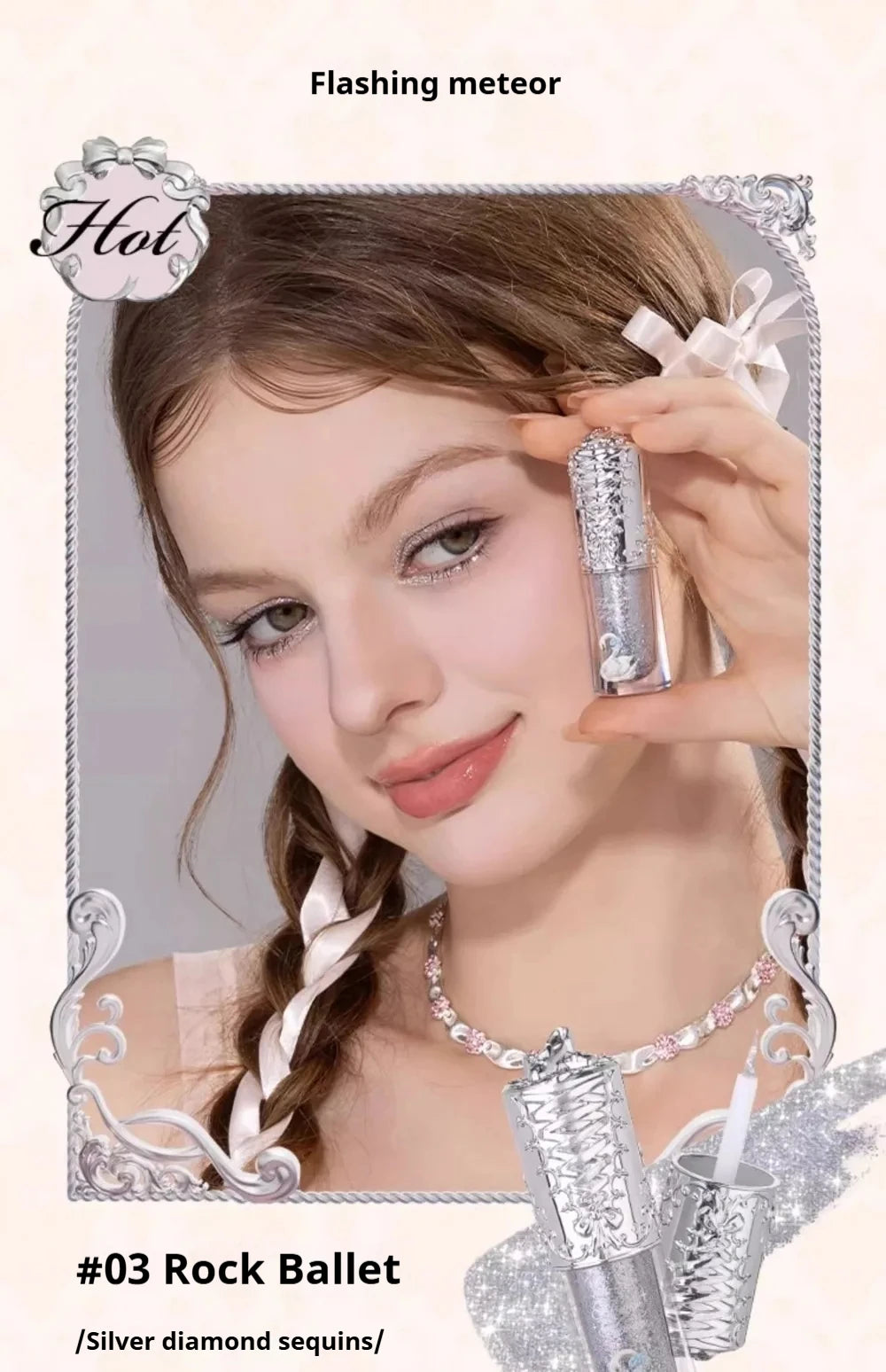 Flower Knows Liquid Eyeshadow Swan Ballet Glitter Quick-Dry Long-Lasting Waterproof Shimmer for Eyes Makeup 4g