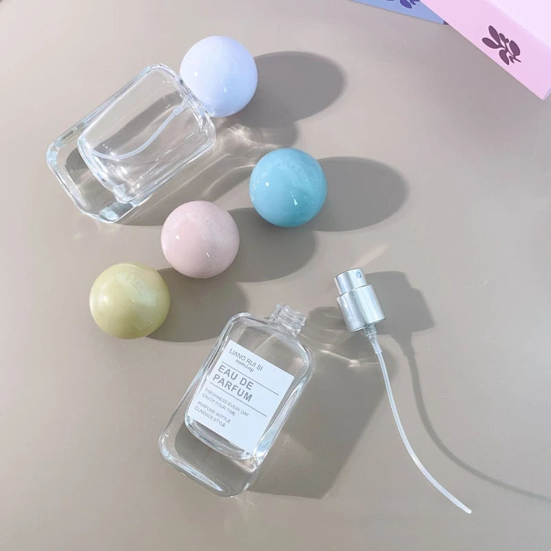 50ML 30ML Empty Clear Glass Spray Bottle Wood/plastic Lid Perfume Bottle Refillable Bottle Dispenser Fine Mist Portable Travel