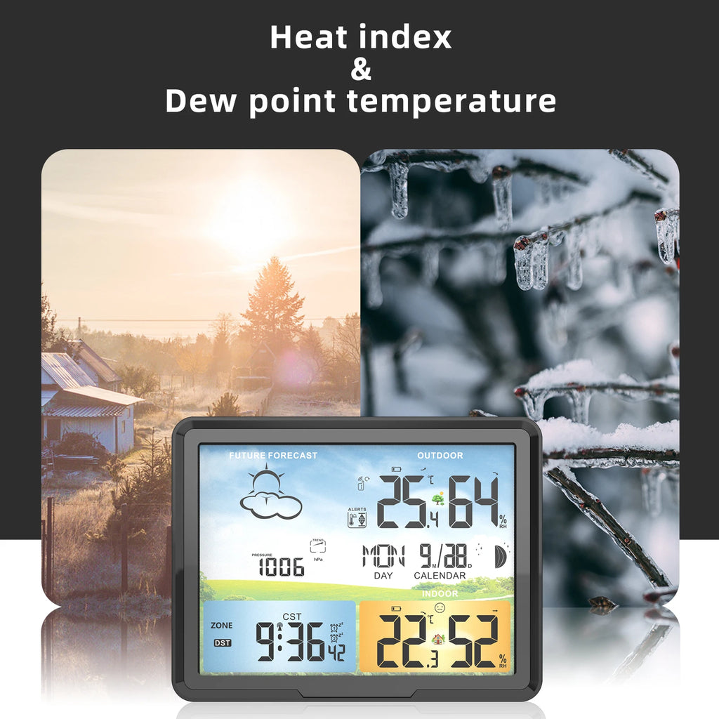 FABISENSE Wireless Weather Station with Indoor Outdoor Sensor Thermometer Hygrometer, Forecast Barometer Moon Phase, USB Powered