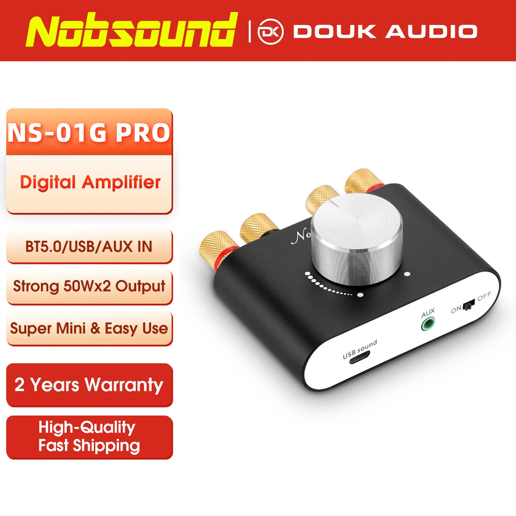 Nobsound Mini Bluetooth 5.0 TPA3116 Digital Amplifier Hifi Stereo Audio Receiver Power Amp 50W+50W Car Sound Amplifiers