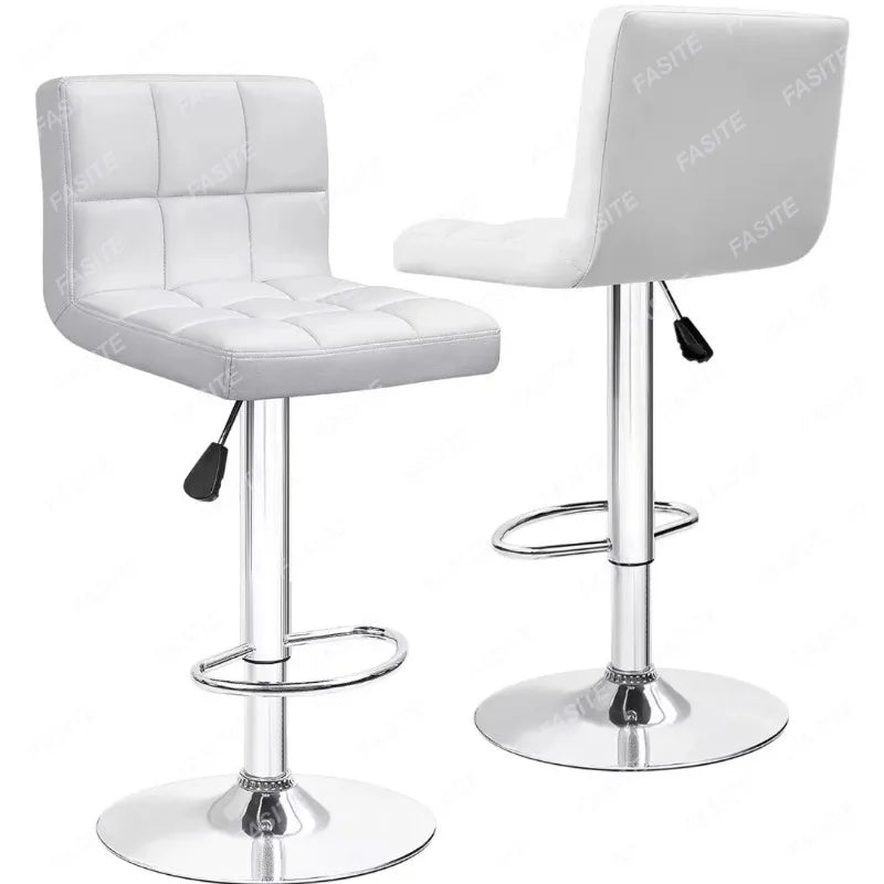 Nordic Modern Square PU Leather Swivel Adjustable Bar Stool, Set Of 2, Bar Stool For Kitchen Counter,Gray