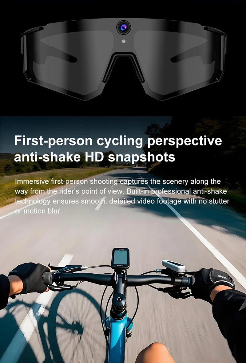 Cycling Smart Camera Glasses 800MP Photochromic Smart Glasses Bluetooth Calling Photo Video ChatGPT Music Translation