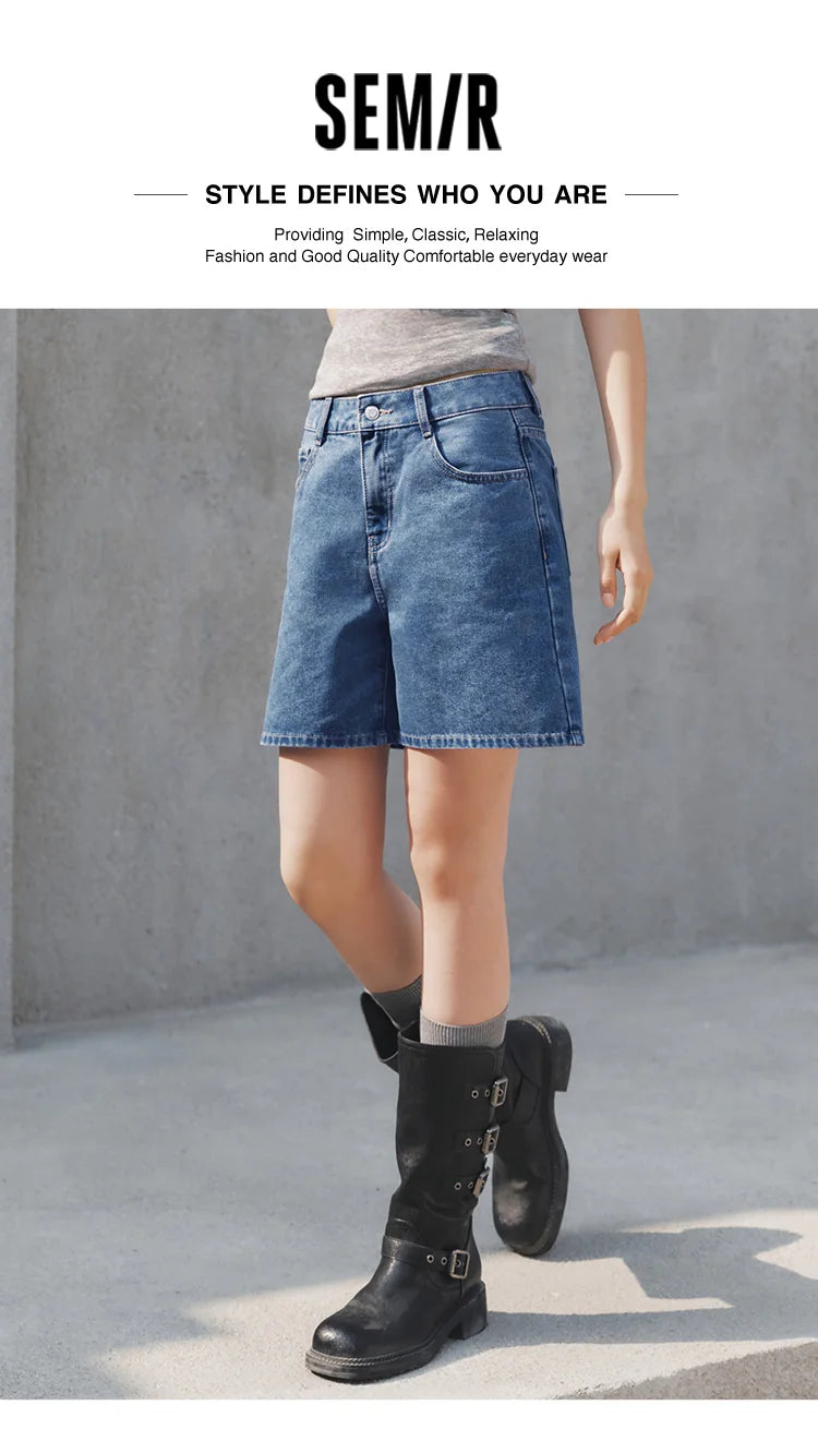 Semir Women Pants Denim Cool Feeling Antibacterial Vintage Distressed A Line Straight Leg 2026 Summer Casual Top