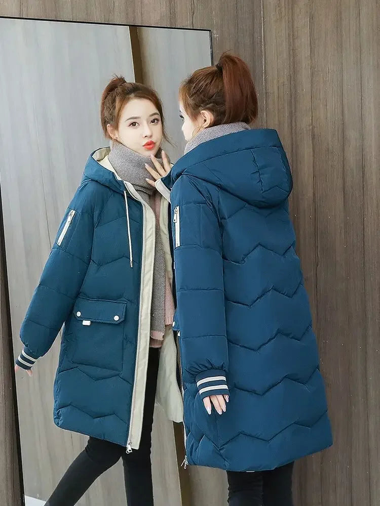 Winter Women Jacket Coats Long Parkas Female Down Cotton Hooded Overcoat Thick Warm Jackets Windproof Casual Student Coat