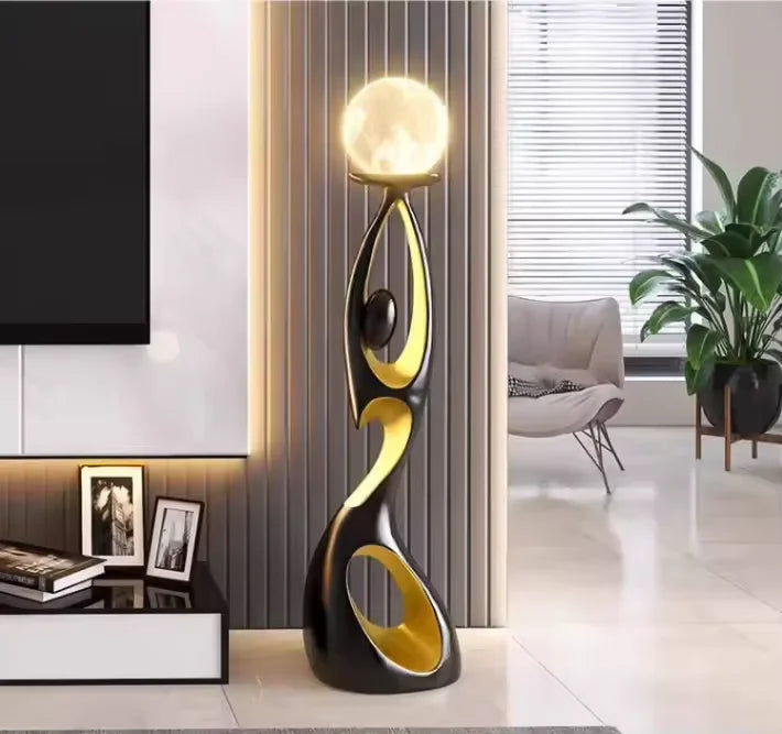 Modern Minimalist Resin Sculpture LED Floor Lamp Creative Human-shaped Standing Light Living Room Bedroom Hotel Art Decoration
