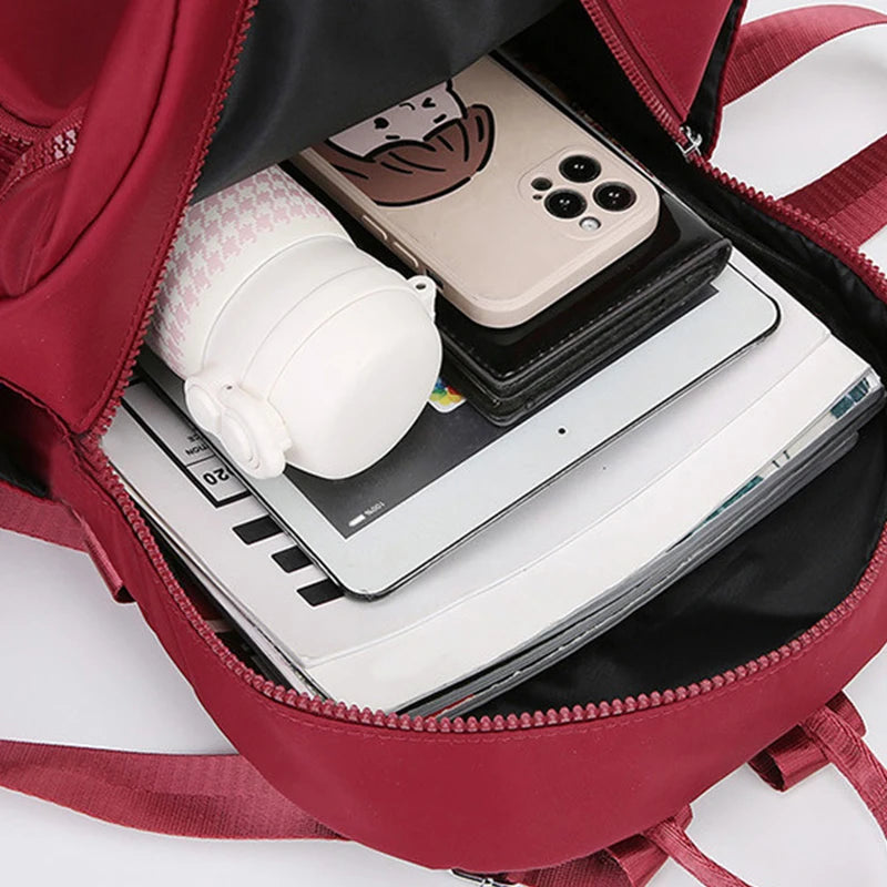 Black Brown Classic Grid Print Small Backpack Multi Zipper Pockets, Casual Fashion Daypack Holds Phone Cosmetic Essentials
