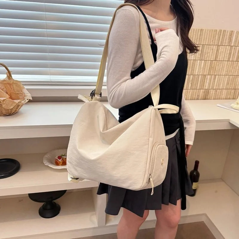 Women's Casual Nylon Large Capacity Shoulder Bag with Pocket, Casual Style for Daily Use, Sports, Travel, and Outdoor Activities