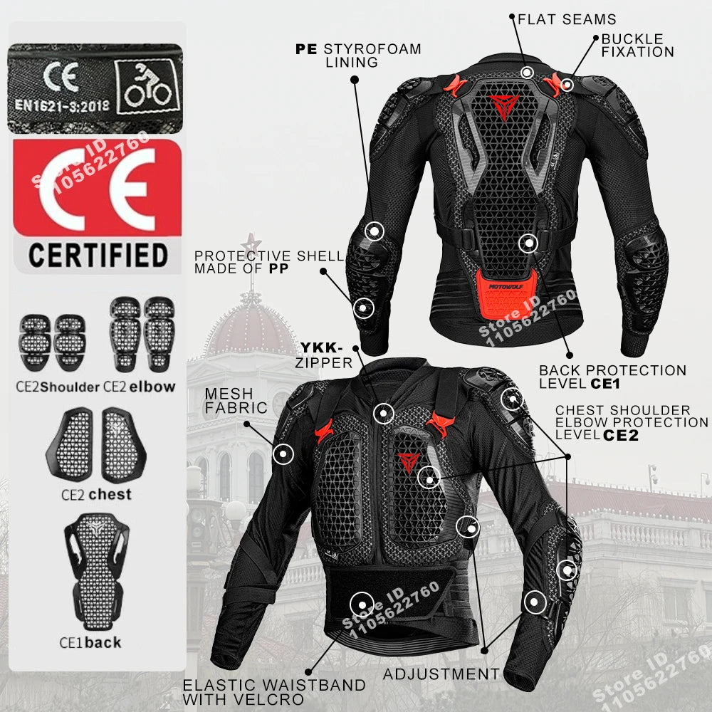 Motorcycle Jacket Men Moto Body Armor CE Approval MX Armor Motocross Racing Jacket Motorbike Moto Protection Gear