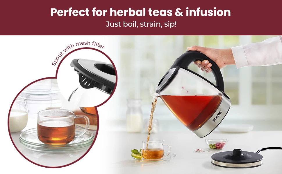 1.8L Electric Glass Kettle Cordless Digital Temperature Control Water Boiler with Automatic Shut-off for Home Car RV Use