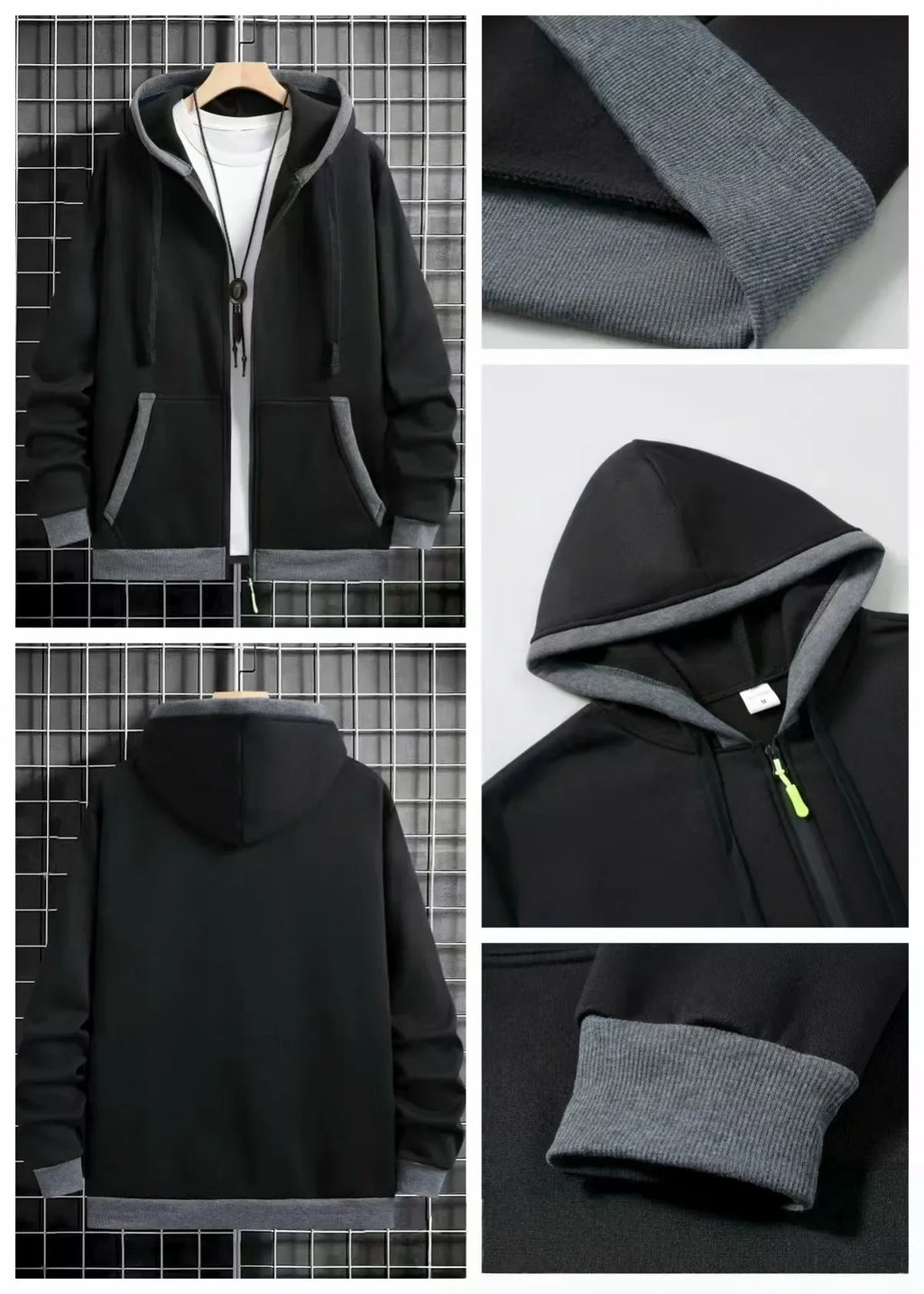 Spring and Autumn Men's Zipper Jacket Warm Windproof Hoodies Thickened Cardigan Sports Long Sleeve Sweatshirts Hooded Coat