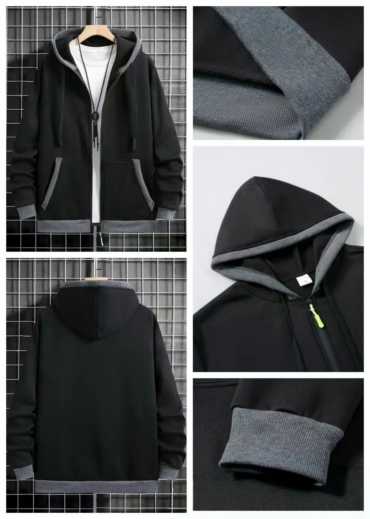 Spring and Autumn Men's Zipper Jacket Warm Windproof Hoodies Thickened Cardigan Sports Long Sleeve Sweatshirts Hooded Coat