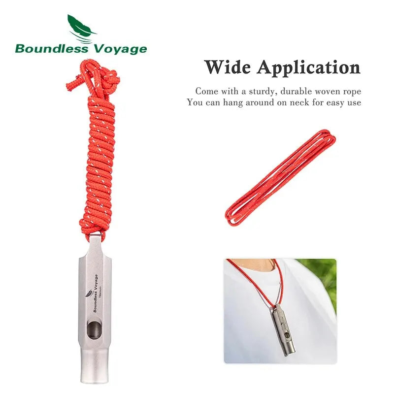 Boundless Voyage Titanium Whistle Emergency Survival Whistles with Lanyard Loud Coaches Training Sports Keychain Whistle