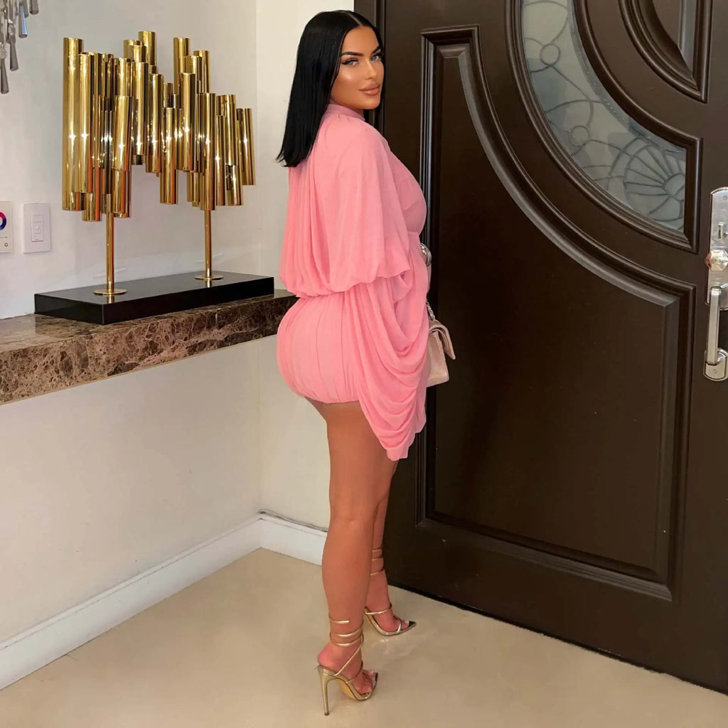 Two Piece Sets Women Shorts Lantern Sleeve Matching Sets Shirts Shorts Ruffles Pleated Suits Elegant Summer Y2k Streetwear Work
