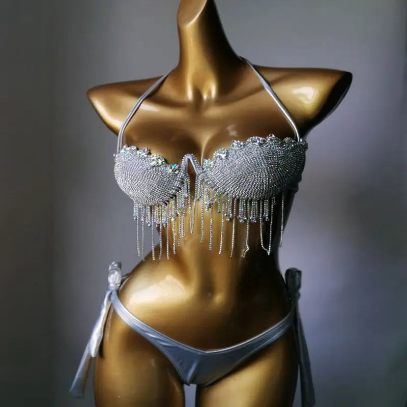 2023 newest crystal bikini diamond bikini swimwear  crystal bar bikini suit  bar bikini top fashion diamond swimwear bikini