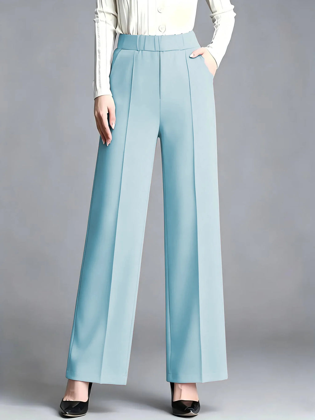 Women High Waist Draped Wide Leg Suit Pants Loose Slimming Straight Casual Versatile Trousers Multiple Colors Daily Commuter