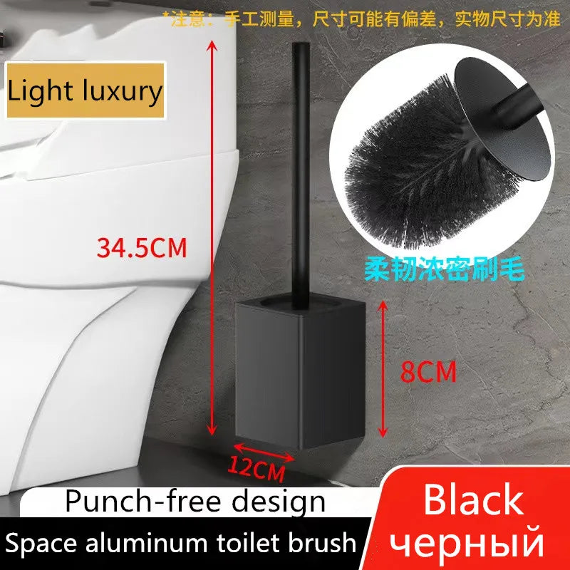 Toilet Brush Holder Wall Mounted Bathroom Cleaning Brush Toilet Brushes For Cleaning Storage Space Aluminum