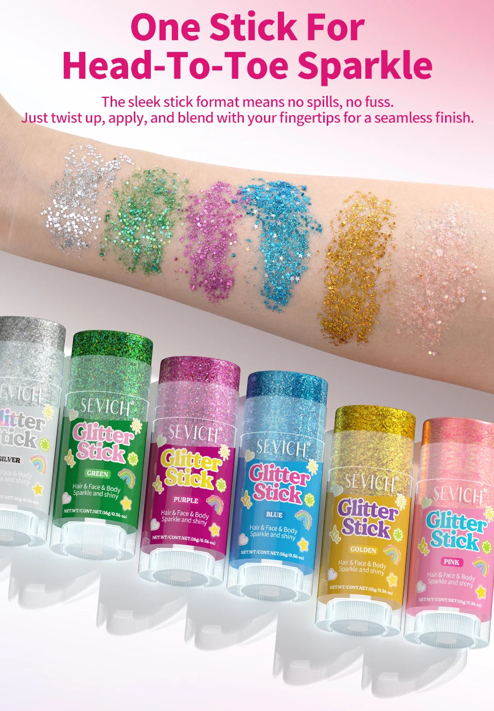 Sparkling Sequins Glitter Gel Stick Mermaid Sequin Body Glitter Gel Cosmetic Hair Glitter Festival Makeup for Christmas Party