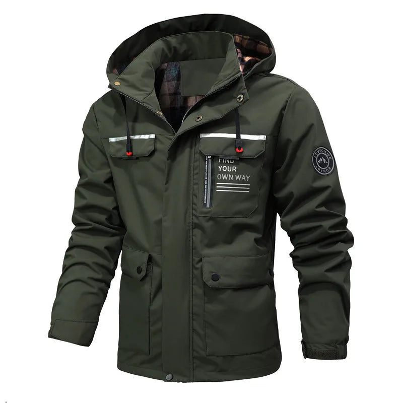 Autumn Men's Windbreaker Hooded Jacket Man Waterproof Outdoor Sports Soft Shell Coats Clothing Men Hiking Mountain Ski Jackets