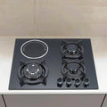 Gas Stove 3 Gas 1 Electric Burner, Ceramic Cooktop, Multi-Function Kitchen Appliance, High Efficiency Cooking Range