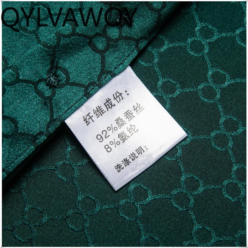 QYLVAWOY New Men's Shirts Summer Tops 92% Real Mulberry Silk Shirts Lapel Short Sleeve Stylish Clothes for Man Business Casual