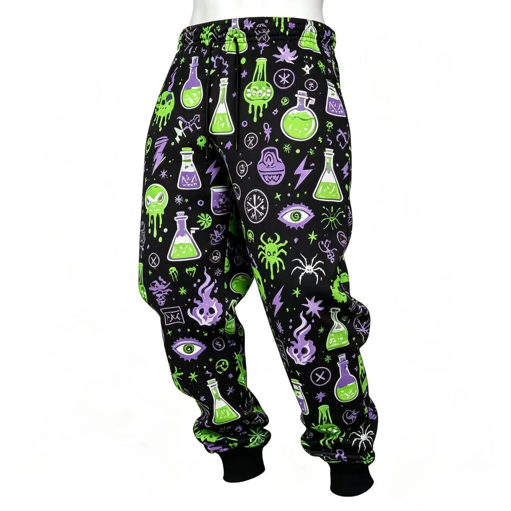 Halloween  new men's printed sweatpants, teens joggers, comfortable loose fit drawstring pants, unisex fashionable casual pants
