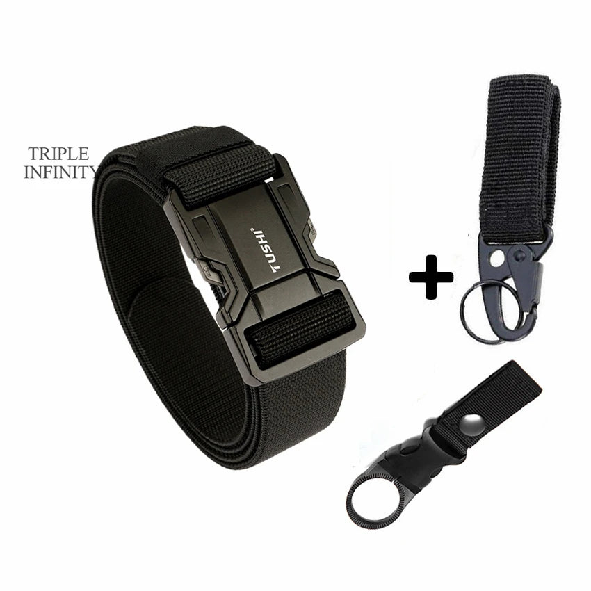 Quick Release Military Tactical Belts With Metal Buckle Durable Elastic Waist Belt Men Outdoor Training Stretch Strap For Pants