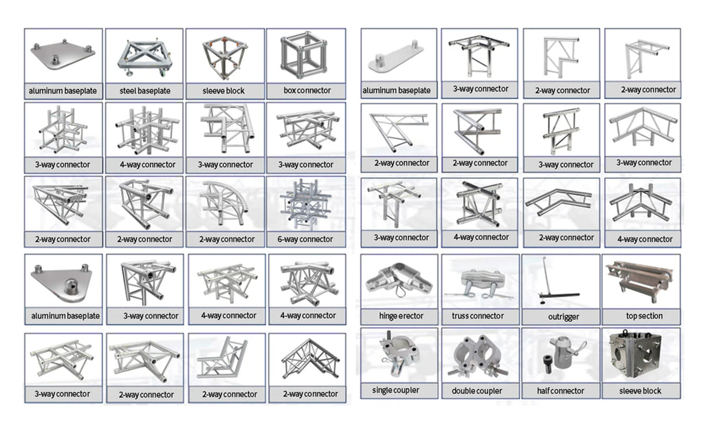 6082 T6 Aluminum Square Truss 290mm Modular F34 Stage Structure Heavy Duty Rigging for DJ Events Exhibitions