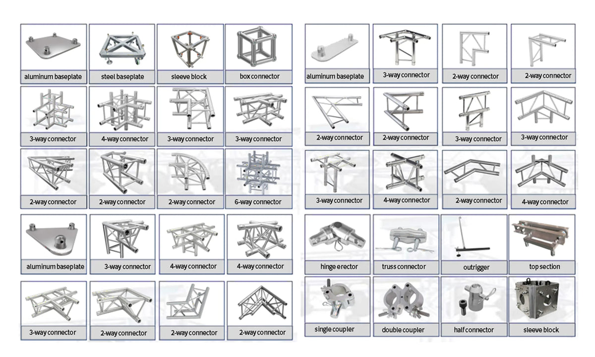 6082 T6 Aluminum Square Truss 290mm Modular F34 Stage Structure Heavy Duty Rigging for DJ Events Exhibitions