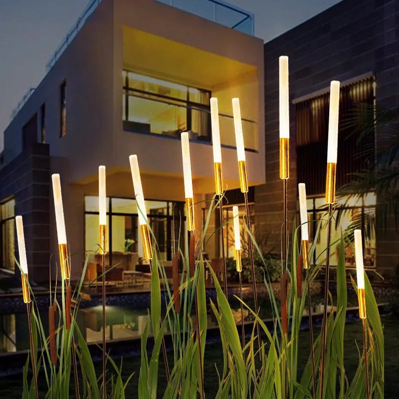 Solar reed lights, outdoor waterproof garden lights, outdoor landscape lights, decorative lights, park lawn lights