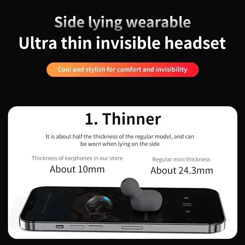 Sleeping Earbuds Wireless Mini Headphones For Work TWS Bluetooth Earphone Stereo Hidden Headsets with Mic HD Call Sport