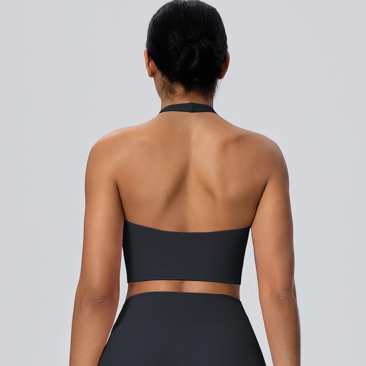 Woman Solid Color Sexy Neck Strap Bra Yoga Underwear With Chest Pad Backless Gather Shockproof Gym Workout Top Sports Yoga Bra