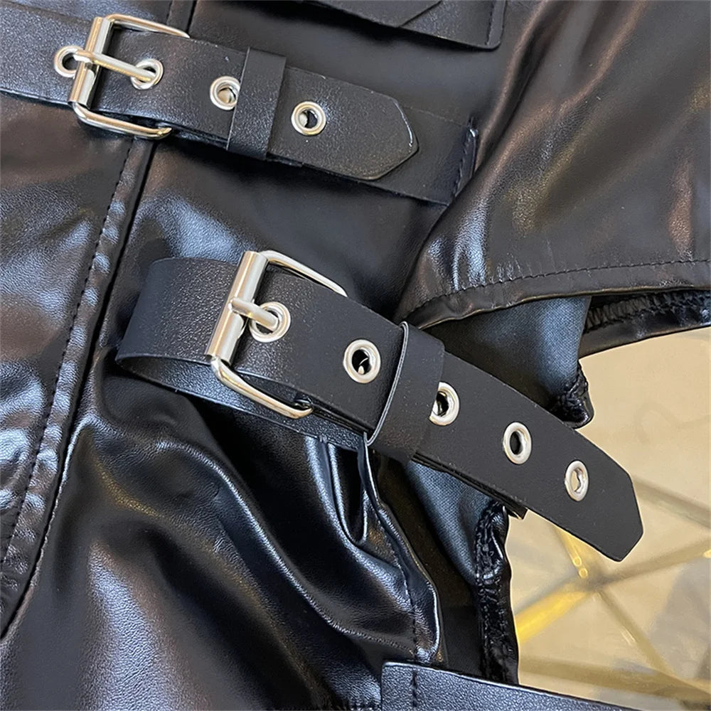 Sexy Black PU Casual Fashion Summer Shorts Women Clothing Goth Faux Leather High Waisted Womens Shorts Y2K Hot Woman Short Pants
