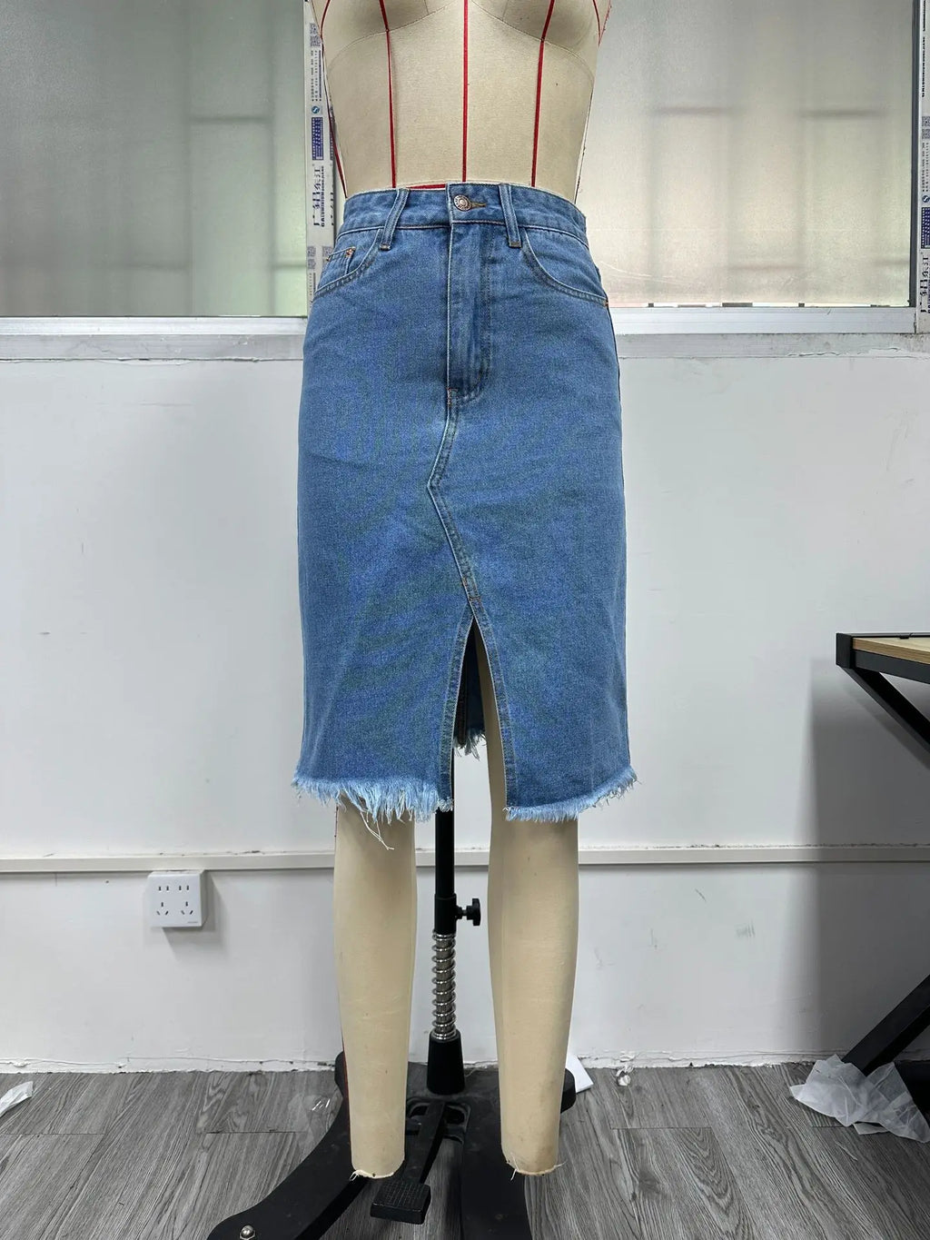 Fashion Midi Cotton Denim Skirt Women 2024 Casual Slim High Waist Asymmetrical Blue Jean Skirts Y2k Faldas Elegant