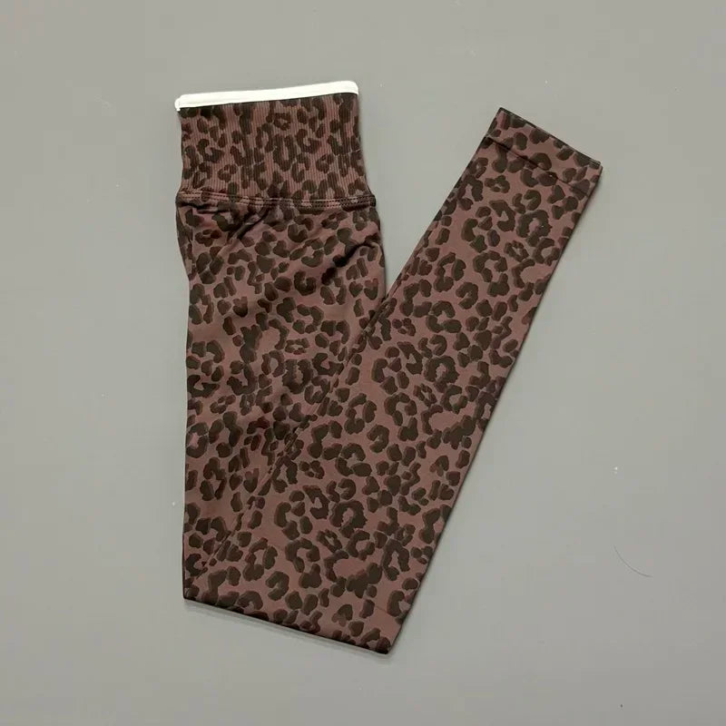 Seamless Leopard Print Leggings Women High Waist Yoga Pants Scrunch Butt Fitness Tights Moisture Wicking Slim Fit Sports Pants