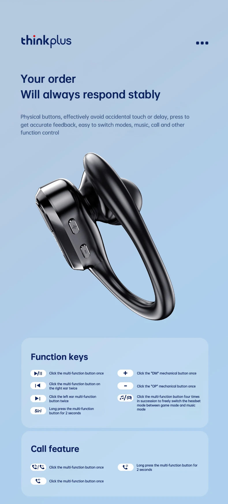 Lenovo XT80 Bluetooth Wireless Earbuds ENC Call Noise Reduction HiFi Stereo Touch Control Type-C Charge Sports Headset with Mic