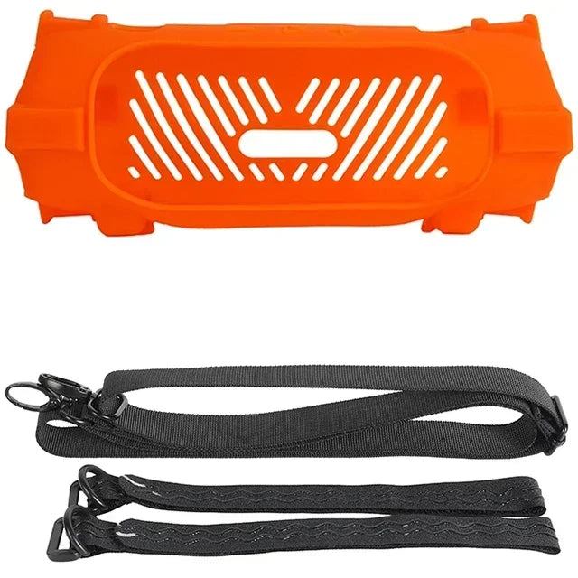Newest Soft Silicone Case Cover Skin With Strap Carabiner for JBL Charge 6 Portable Waterproof Wireless Bluetooth Speaker