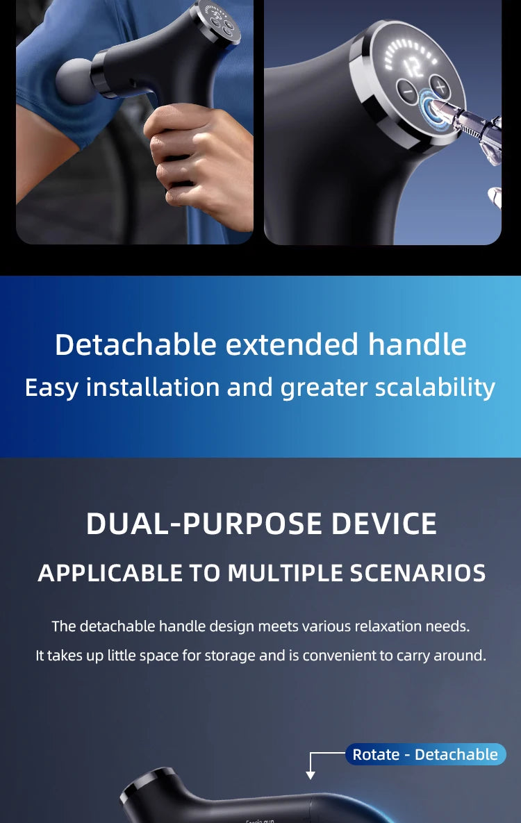 Intelligent Multifunctional Massage Gun Handheld Detachable Long-Handled Elbow Fascia Muscle Relaxation Massager Home Office Use