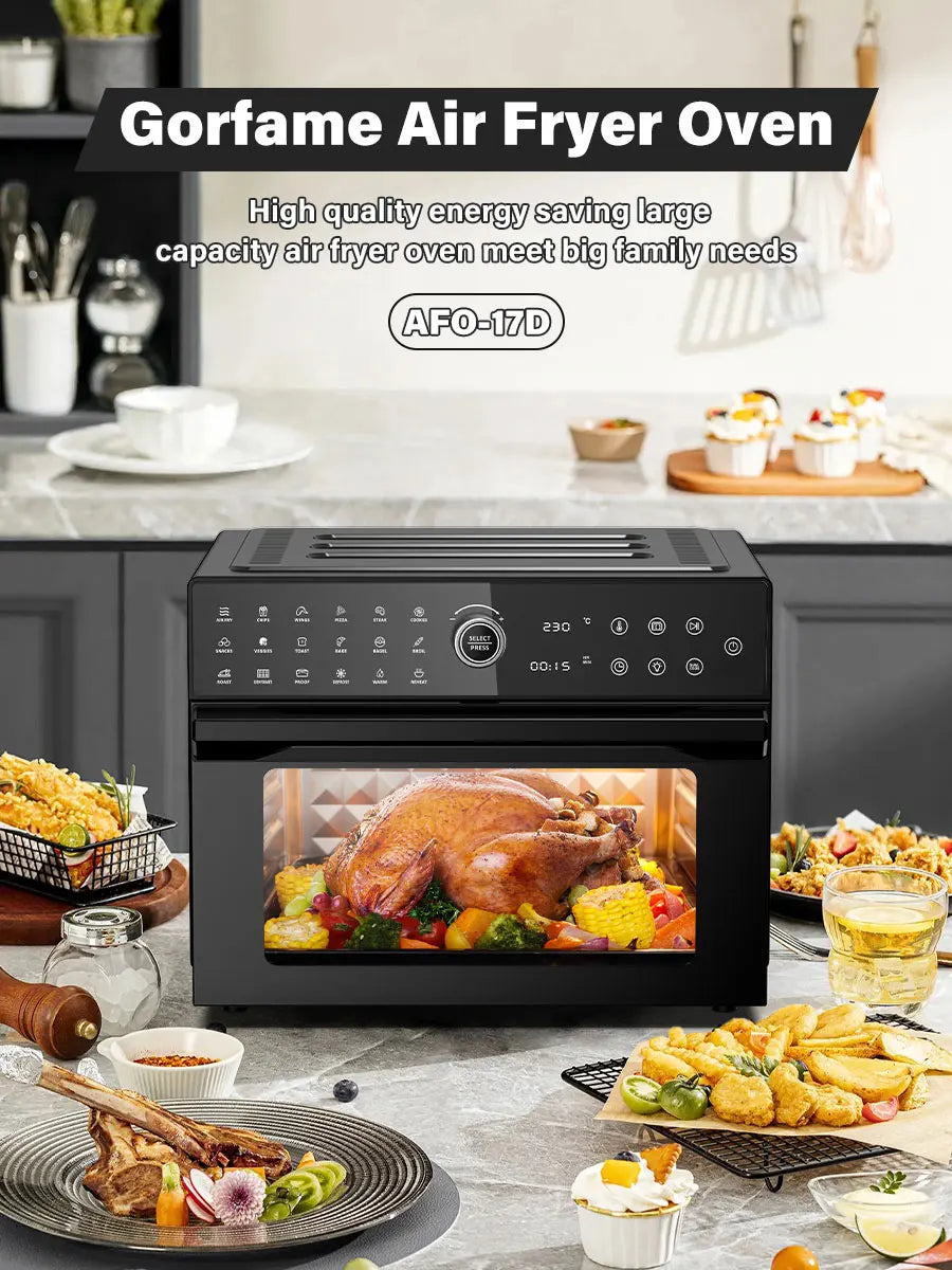 30L Electric Touch Screen Air Fryer Oven Stainless Steel Multifunctional Countertop Convection Dutch Household Chicken Pizza