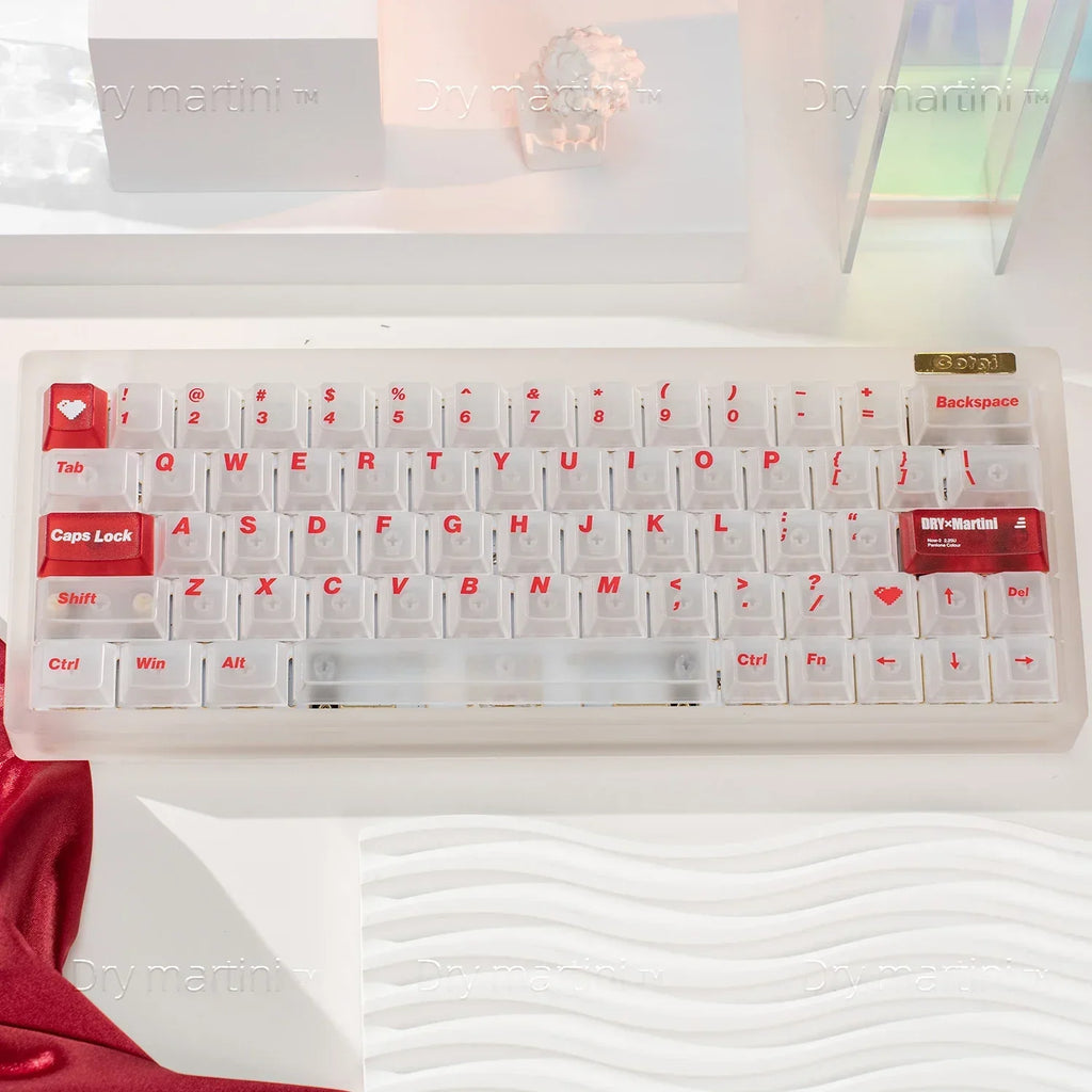 White Frog Korean Keycap Mist Pc Transparent Light Cherry 154/131 Key2.25/2.75/7U Space Bar Retro Red L Shape Enter Key Keycaps