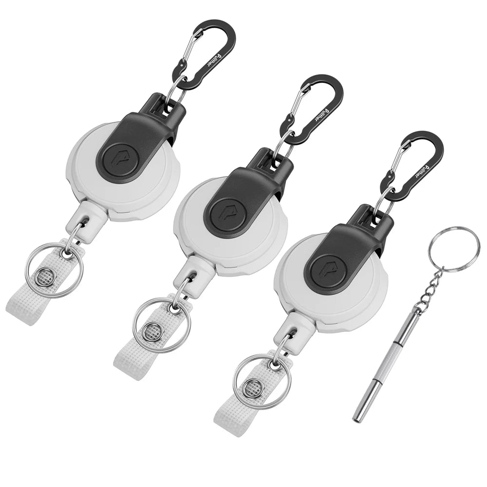 Retractable Key‌ Chain for man Reel‌ Badge Holders Retractabl Carabiner Quick Release Spring Clip outdoor camping equipment