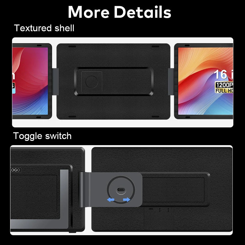 Portable Monitor 16 Inch Detachable Screen Monitor Extender Horizontal & Vertical Laptop Screen Extender for Windows and MacOS