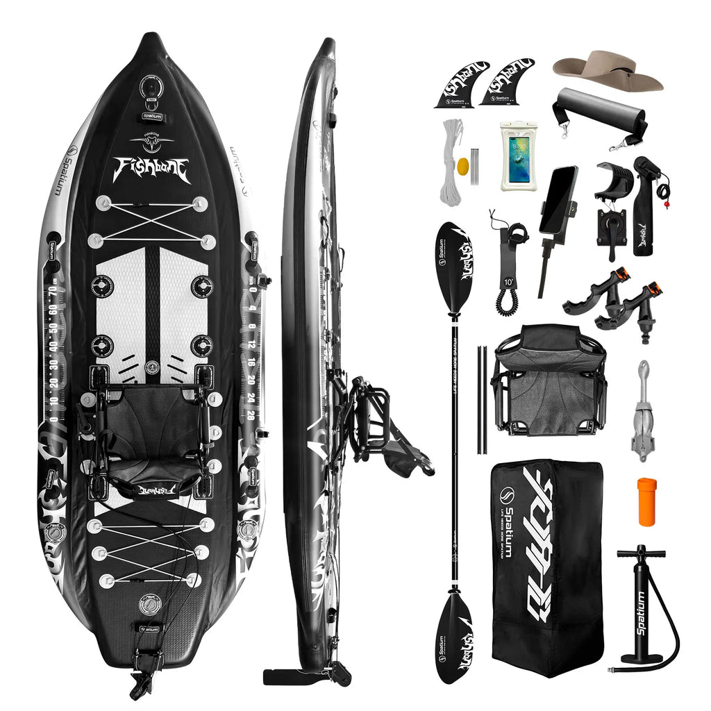 Spatium Fishing Kayak Fishing Paddle Board SUP Inflatable Stand Up Paddle Board 11'*48"*6", Fishing Boat with Swivel Seat