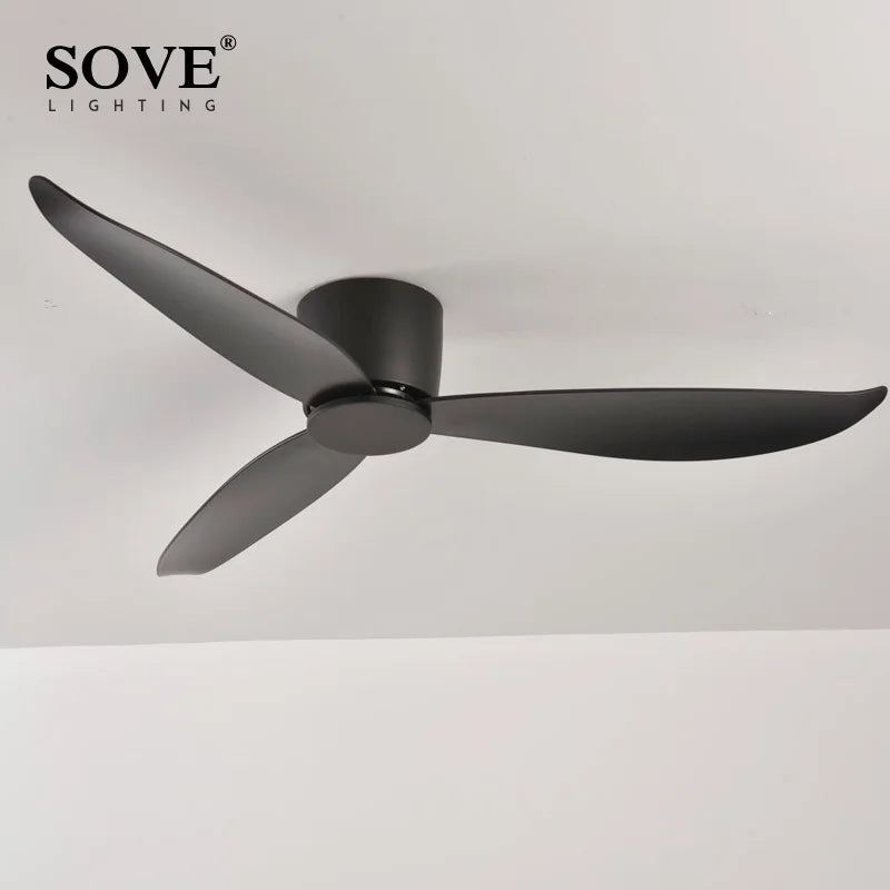 SOVE Ceiling Fan White Low Floor Ultra Thin 17cm DC Ceiling Fan With Remote Control Simple Ceiling Fans Without Light 220V