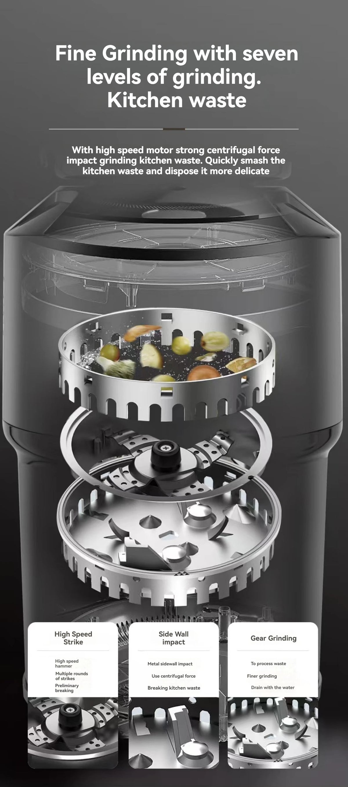 Kitchen Waste Disposer, Household Food Grinder, High-power Kitchen Waste Disposer