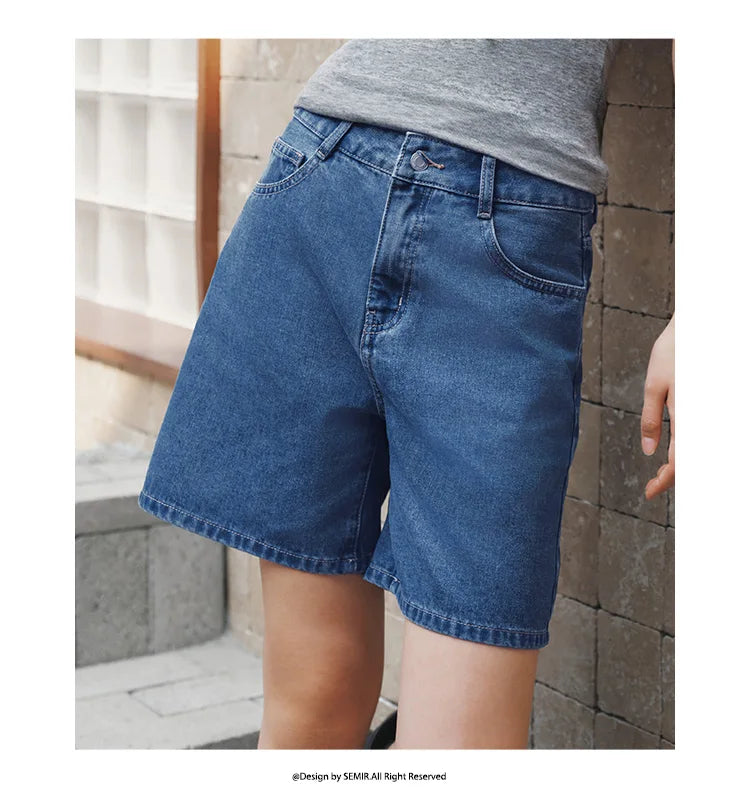 Semir Women Pants Denim Cool Feeling Antibacterial Vintage Distressed A Line Straight Leg 2026 Summer Casual Top