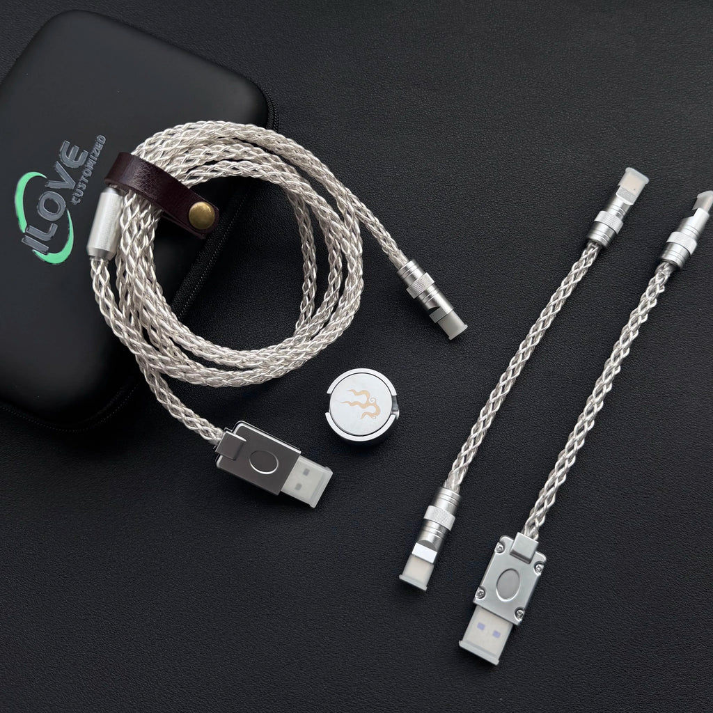 15cm C-C/USB-C Single Crystal Copper Keyboard Cable Supports 8K Magnetic Controllable Lights for HMlab Hub
