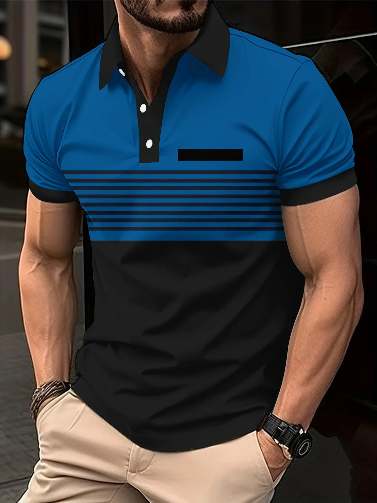 Summer T Shirts for Men 2024 Short Sleeve Men's Clothing Collar 3D Printing Plain Shirt Striped Polo Tees Fashion Pullover Tops