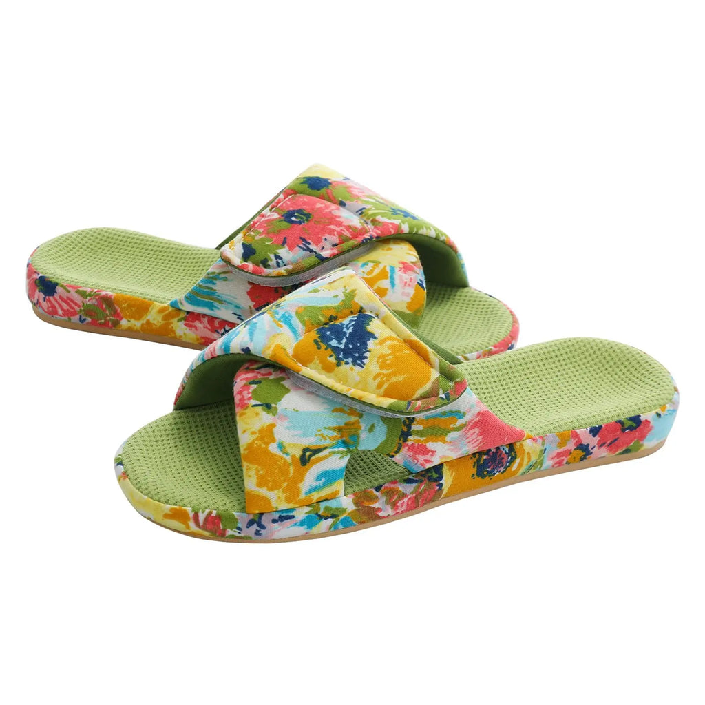 Evshine Memory Foam Women Slippers Fashion Open Toe Orthopedic House Slippers Corduroy Bedroom Slides Cotton Shoes For Women